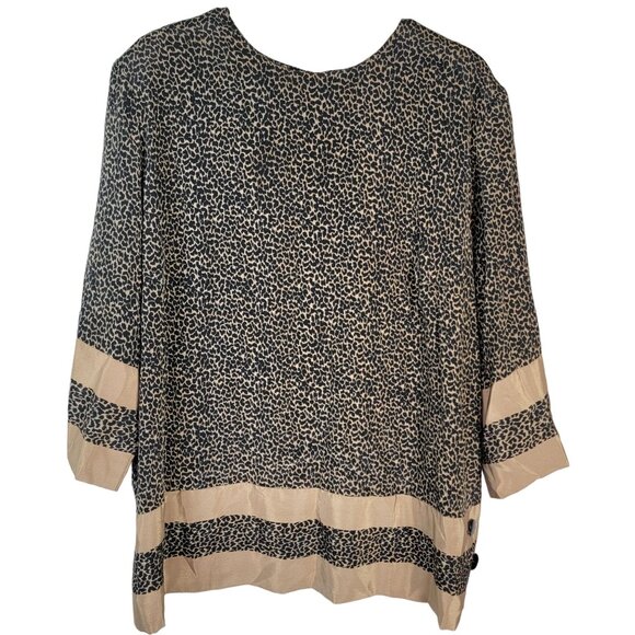 Vintage 70s Animal Print Set Women Plus 22 Black Gold Blouse Top Skirt Formal 2X - Picture 9 of 16